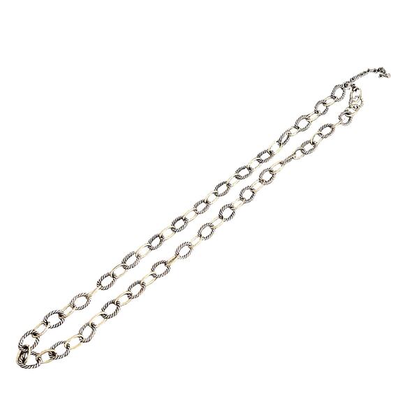 Gold and silver tone textured long sophisticated chain link adjustable necklace - Picture 6 of 6